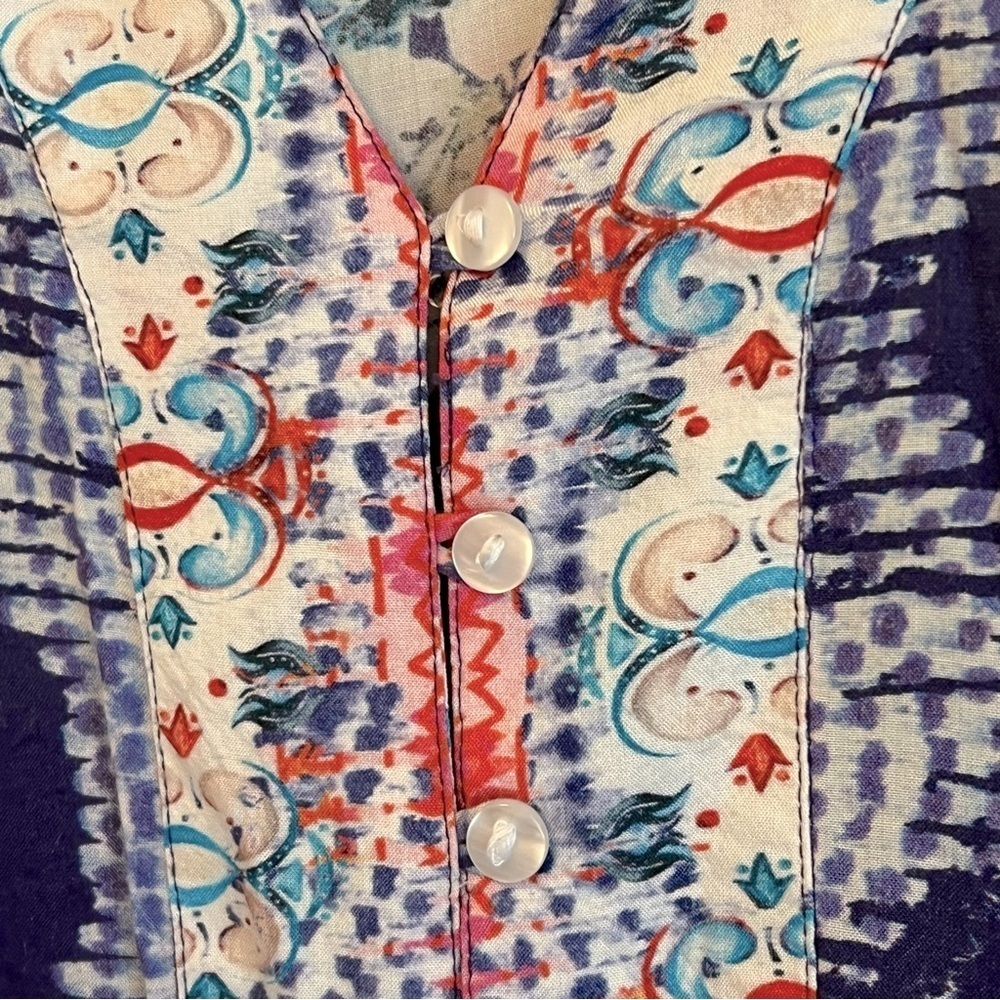 LulaSoul bohemian maxi dress cover-up, sheer, colorful sun dress, XS oversized - Picture 7 of 11